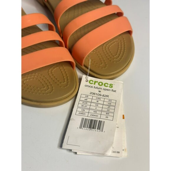 Crocs Tulum Open Flat Sandals | Women’s Size 6 Coral Pink Tan Lightweight Style - Picture 2 of 6